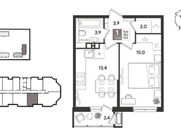 Продается 1-комнатная квартира ЖК Рекорд 2, литера 6, 41.6  м&sup2;, 10462400 рублей
