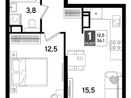 Продается 1-комнатная квартира ЖК DOGMA PARK (Догма парк), литера 16, 36.1  м&sup2;, 7620710 рублей