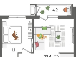 Продается 1-комнатная квартира ЖК Рекорд 2, литера 6, 48.5  м&sup2;, 10864000 рублей