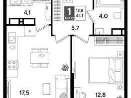 Продается 1-комнатная квартира ЖК DOGMA PARK (Догма парк), лит 20, 44.1  м&sup2;, 8308440 рублей