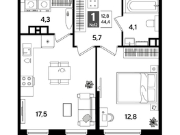 Продается 1-комнатная квартира ЖК DOGMA PARK (Догма парк), литера 18, 44.4  м&sup2;, 8174040 рублей