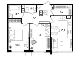 Продается 2-комнатная квартира ЖК DOGMA PARK (Догма парк), литера 18, 59.6  м&sup2;, 9404880 рублей