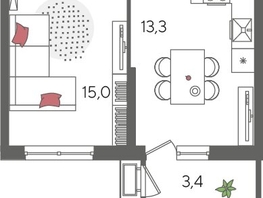 Продается 1-комнатная квартира ЖК Рекорд 2, литера 6, 41.6  м&sup2;, 10404160 рублей