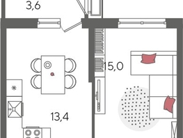 Продается 1-комнатная квартира ЖК Рекорд 2, литера 2, 41.8  м&sup2;, 10416560 рублей
