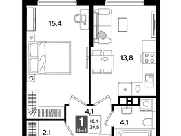 Продается 1-комнатная квартира ЖК DOGMA PARK (Догма парк), литера 18, 39.5  м&sup2;, 7477350 рублей