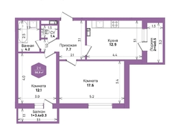 Продается 2-комнатная квартира ЖК Бауинвест, литера 6.1, 58.9  м&sup2;, 9092670 рублей