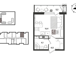 Продается Студия ЖК Рекорд 2, литера 5, 29.7  м&sup2;, 8176410 рублей