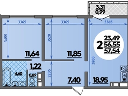 Продается 2-комнатная квартира ЖК Город у моря, литера 21, 57.54  м&sup2;, 9115000 рублей