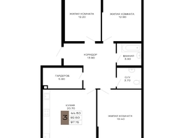 Продается 3-комнатная квартира ЖК Сердце, 97.15  м&sup2;, 38860000 рублей