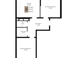 Продается 2-комнатная квартира ЖК Сердце, 69  м&sup2;, 23805000 рублей