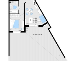 Продается 1-комнатная квартира ЖК Фонтаны, литер 19, 67.64  м&sup2;, 12175200 рублей
