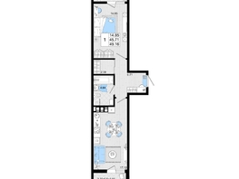 Продается 1-комнатная квартира ЖК Резиденция морей, корпус В, 49.16  м&sup2;, 12400610 рублей