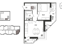 Продается 1-комнатная квартира ЖК Рекорд 2, литера 6, 51.6  м&sup2;, 12311760 рублей
