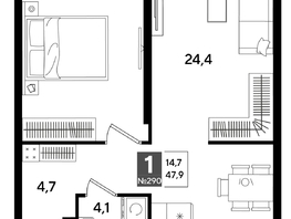 Продается 1-комнатная квартира ЖК ДОГМА ПАРК, литера 19, 47.1  м&sup2;, 8581620 рублей