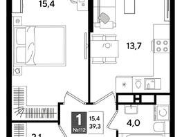 Продается 1-комнатная квартира ЖК ДОГМА ПАРК, литера 16, 39.3  м&sup2;, 7679220 рублей