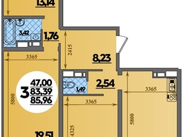 Продается 3-комнатная квартира ЖК Город у моря, литера 21, 85.96  м&sup2;, 10430999 рублей
