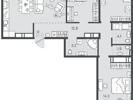Продается 3-комнатная квартира ЖК Все Свои ВИП, литер 7, 101.8  м&sup2;, 32576000 рублей