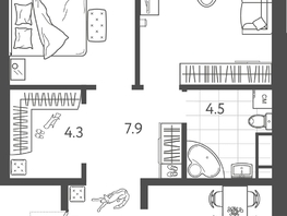 Продается 2-комнатная квартира ЖК Все Свои ВИП, литер 8, 55.1  м&sup2;, 12673000 рублей