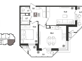Продается 2-комнатная квартира ЖК Рекорд 2, литера 3, 70.4  м&sup2;, 15523201 рублей