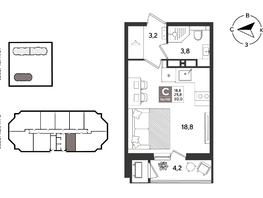 Продается Студия ЖК Рекорд 2, литера 4, 30  м&sup2;, 8730000 рублей