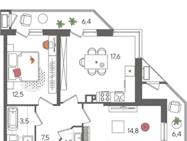 Продается 2-комнатная квартира ЖК Рекорд 2, литера 5, 70.6  м&sup2;, 14324740 рублей