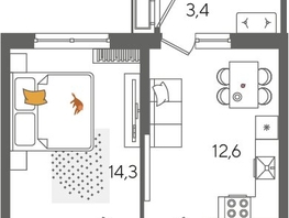 Продается 1-комнатная квартира ЖК Рекорд 2, литера 5, 41.4  м&sup2;, 10304460 рублей