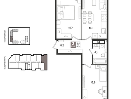 Продается 2-комнатная квартира ЖК Рекорд 2, литера 5, 68.7  м&sup2;, 14516310 рублей
