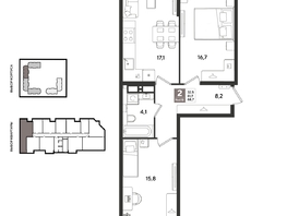 Продается 2-комнатная квартира ЖК Рекорд 2, литера 5, 68.7  м&sup2;, 14502570 рублей