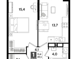 Продается 1-комнатная квартира ЖК ДОГМА ПАРК, литера 18, 39.3  м&sup2;, 7954320 рублей