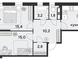 Продается 2-комнатная квартира ЖК Парк Победы 2, литера 28, 69.2  м&sup2;, 10871320 рублей