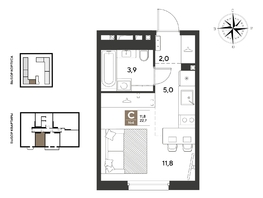 Продается Студия ЖК ГРЕЙД, литер 14, 22.7  м&sup2;, 4331160 рублей