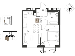 Продается 1-комнатная квартира ЖК ГРЕЙД, литер 14, 35.8  м&sup2;, 6497700 рублей