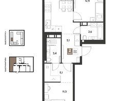 Продается 2-комнатная квартира ЖК ГРЕЙД, литер 14, 57  м&sup2;, 9051600 рублей