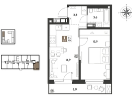 Продается 1-комнатная квартира ЖК ГРЕЙД, литер 14, 40.7  м&sup2;, 7122501 рублей