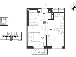 Продается 1-комнатная квартира ЖК ГРЕЙД, литер 14, 35.5  м&sup2;, 6446800 рублей
