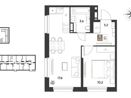 Продается 1-комнатная квартира ЖК ГРЕЙД, литер 14, 36.6  м&sup2;, 6558720 рублей