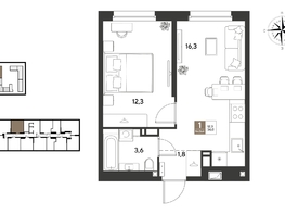 Продается 1-комнатная квартира ЖК ГРЕЙД, литер 14, 34  м&sup2;, 6228800 рублей