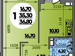 Продается 1-комнатная квартира ЖК Парк у дома, литера 7.3, 36.8  м&sup2;, 7009999 рублей