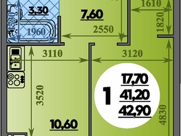 Продается 1-комнатная квартира ЖК Парк у дома, литера 7.3, 42.9  м&sup2;, 7769999 рублей