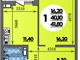 Продается 1-комнатная квартира ЖК Парк у дома, литера 7.3, 41.8  м&sup2;, 7930000 рублей