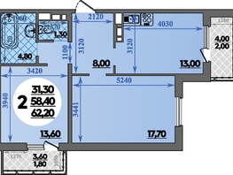 Продается 2-комнатная квартира ЖК Парк у дома, литера 7.3, 62.2  м&sup2;, 14340000 рублей