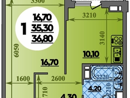 Продается 1-комнатная квартира ЖК Парк у дома, литера 7.3, 36.8  м&sup2;, 7150000 рублей