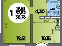 Продается 1-комнатная квартира ЖК Город у моря, литера 23, 38.76  м&sup2;, 7237000 рублей