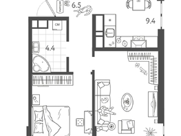 Продается 2-комнатная квартира ЖК Все Свои ВИП, литер 8, 48.3  м&sup2;, 11833500 рублей