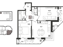 Продается 2-комнатная квартира ЖК Рекорд 2, литера 2, 69.9  м&sup2;, 14322511 рублей