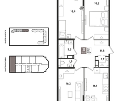 Продается 3-комнатная квартира ЖК Рекорд 2, литера 2, 100.3  м&sup2;, 19729010 рублей