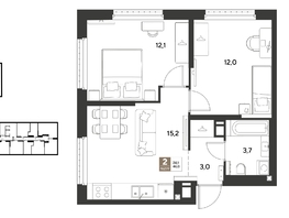 Продается 2-комнатная квартира ЖК ГРЕЙД, литер 14, 46  м&sup2;, 8606600 рублей
