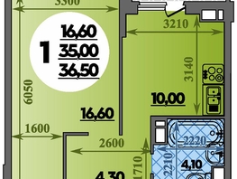 Продается 1-комнатная квартира ЖК Парк у дома, литера 7.3, 36.5  м&sup2;, 6510000 рублей