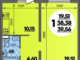Продается 2-комнатная квартира ЖК Восточный, литера 2, 39.56  м&sup2;, 5538400 рублей