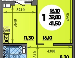 Продается 1-комнатная квартира ЖК Парк у дома, литера 7.3, 41.5  м&sup2;, 7639999 рублей